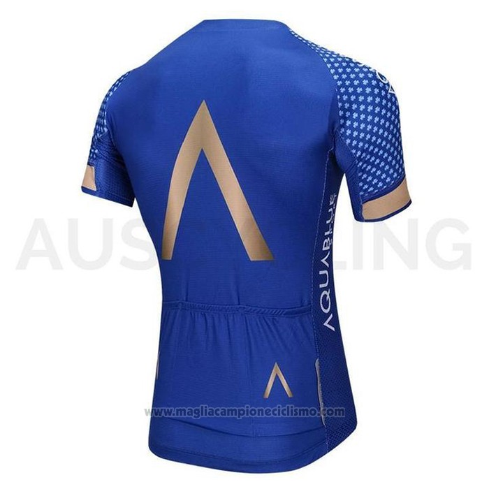 2018 Abbigliamento Ciclismo Aqua Blue Sport Blu Manica Corta e Salopette